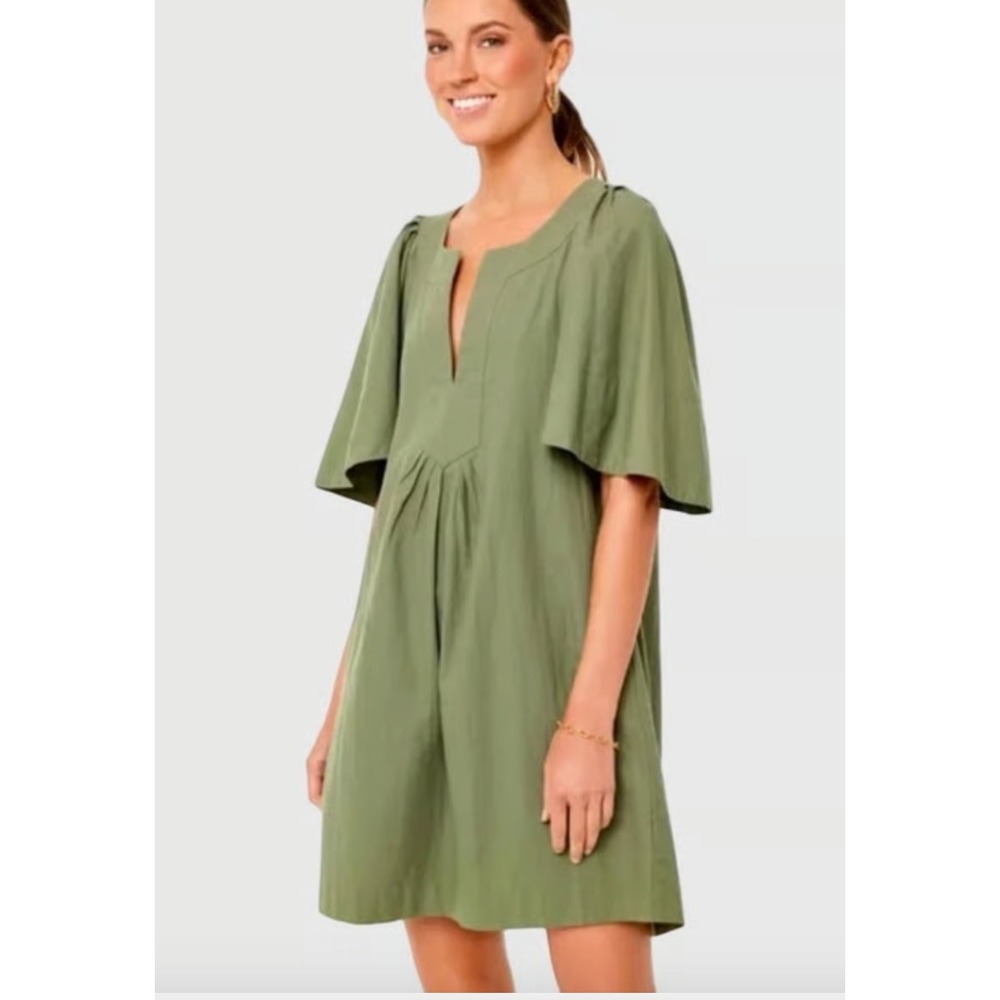 POMANDER PLACE Tuckernuck Flinley Flutter Dress Women S Olive Green Coastal